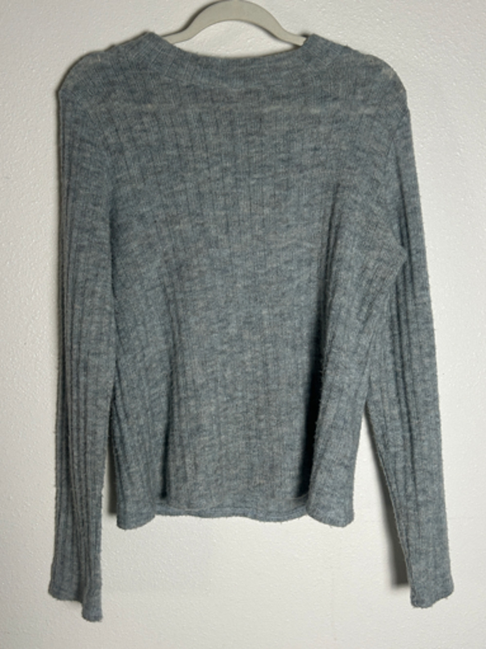 Anthropologie Farrow Gray Loose Cable Knit Crewneck Sweater Size Med